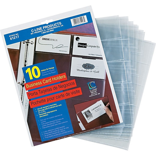 C-Line Business Card Refill Pages, Clear, 20 Cards/Page, 11" x 8 1/2", 10/Pk (65dd94630030d3d4782064b7_ud)