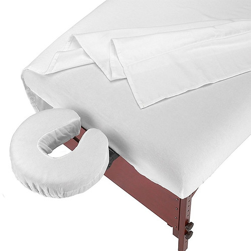 Master Massage 3 Piece Deluxe Table Flannel Sheet Set, Light Beige (94206)