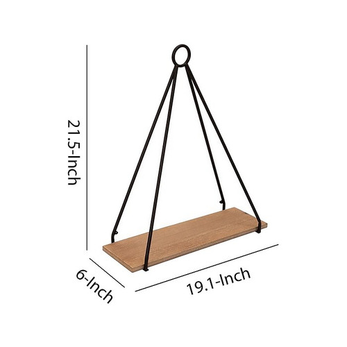 Benzara Metal/Wood Hanging Shelf, 19.1", Brown/Black (BM227315)