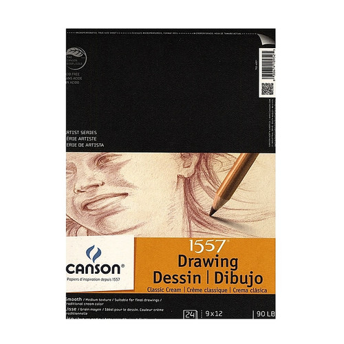 Canson 9" x 12" Wire Bound Drawing Sketch Pad, 24 Sheets/Pad, 3/Pack (46117-PK3)
