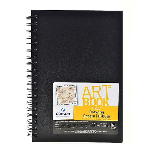 Canson Art Book 7" x 10" Wire Bound Drawing Sketch Book, 60 Sheets/Book, 2/Pack (60530-PK2)