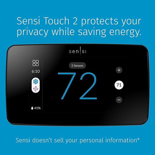 Sensi Touch 2 Smart Programmable Wi-Fi Thermostat, Works with Alexa, Black Beveled Edge (ST76)