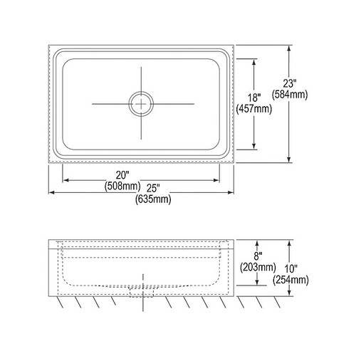 Elkay Single-Bowl Floor-Mounted Kitchen Sink, 23" x 25" x 10", Stainless Steel, Buffed Satin (EFS2523C)