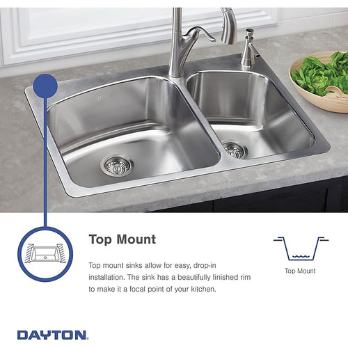 Elkay Dayton Stainless Steel 25" x 22" x 5-3/8", Single Bowl Top Mount Sink (GE12522L1)