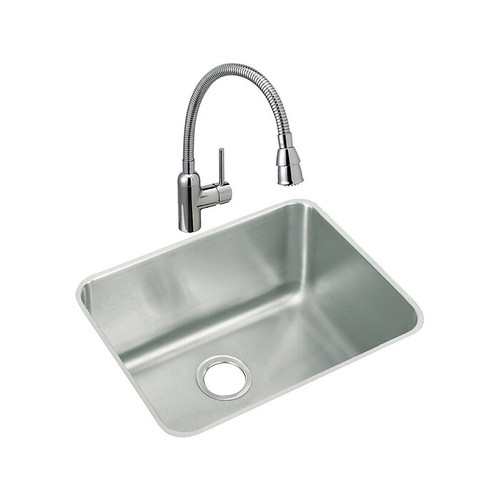 Elkay Lustertone Classic Single-Bowl Undermount Sink, 18.25" x 23.5" x 12", Stainless Steel, Lustrous Satin (ELUH211512)