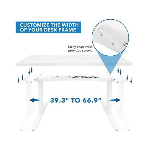 Mount-It! 55"W Adjustable Electric Standing Desk, White (MI-18067)