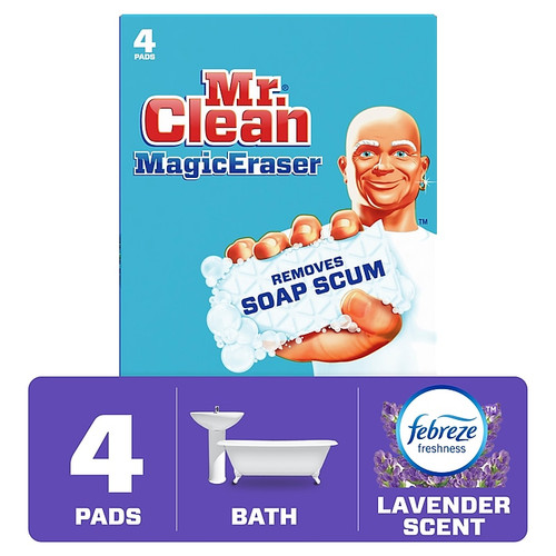 Mr. Clean Magic Eraser Bath White Scouring Pad, Lavender Scent, 4/Pack (51099)