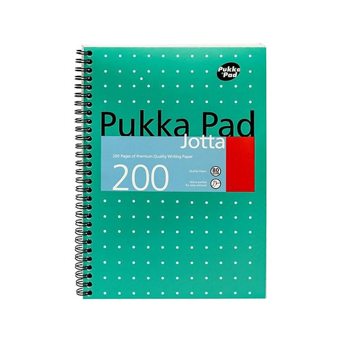 Pukka Pad Metallic Jotta Professional Notebooks, 6.9" x 9.8", College Ruled, 100 Sheets, Green, 3/Pack (8520-MET)