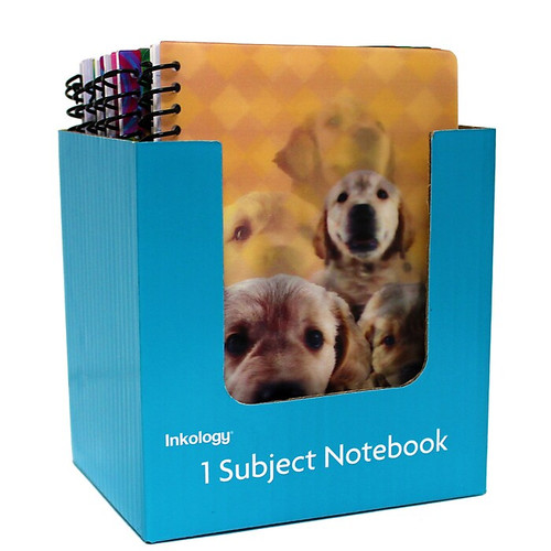 Inkology 1-Subject Notebooks, 5" x 7", College Ruled, 80 Sheets, Assorted Colors, 12/Pack (INK-3342-12PDQ)