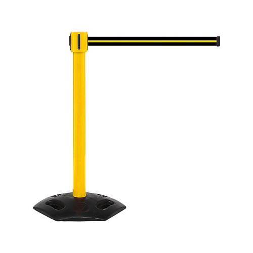 Queue Solutions WeatherMaster 335 2" Nylon Crowd Control Belt Barrier, Yellow/Black (WMR335Y-YB350)