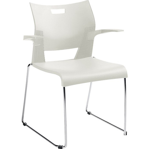 Global Duet 6620 Polypropylene Stacking Chairs with Arms, Ivory Clouds,  4/Ct (TD6620CH-IVC)