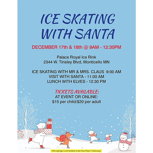 Great Papers Ice Skating Snow Friends Christmas Letterhead, Blue/White/Red, 50/Pack (2021118)