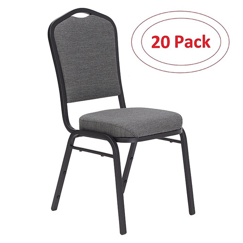 NPS 9300 Series Deluxe Fabric Upholstered Stack Chair, Natural Graystone/Black Sandtex, 20 Pack (9362-BT/20)