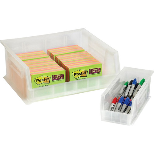 Partners Brand 18" x 16 1/2" x 11" Plastic Stack and Hang Bin Quill Brand, Clear, 3/Case (65dd993e0030d3d478208b17_ud)