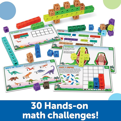 Learning Resources MathLink Cubes Kindergarten Math Activity Set: Dino Time!, Multicolor (LER 9330)