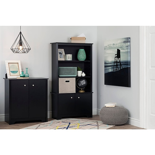 South Shore Vito Small 2-Door Storage Cabinet, Pure Black (10329)