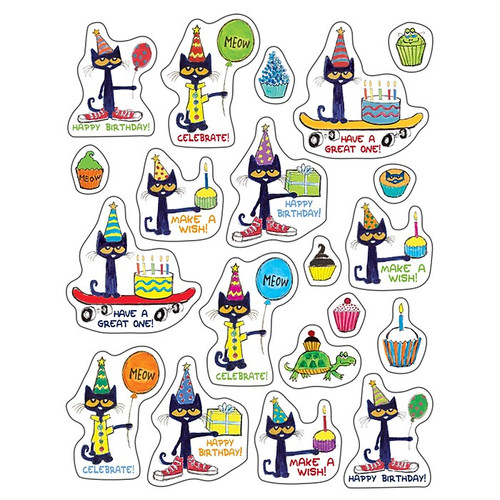 Teacher Created Resources® Pete the Cat® Happy Birthday Stickers, 120/Pack, 12 Packs (TCR62025-12)