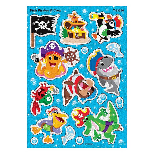 TREND Fish Pirates & Crew Sparkle Stickers®, 32/Pack, 6 Packs (T-63356-6)