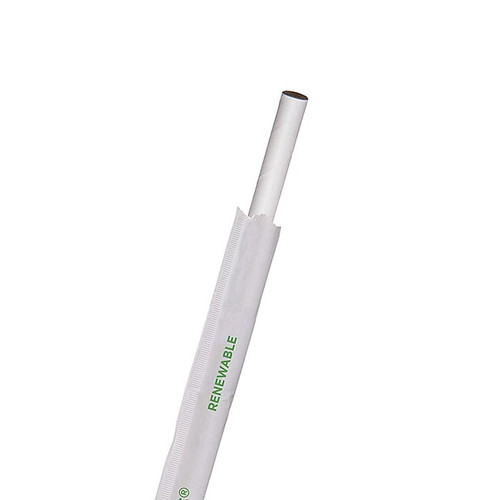 Eco Products 7.75" Jumbo Paper Straw, Wrapped, White, 8mm Diameter, 2400/CT (EP-STP78-WHT)