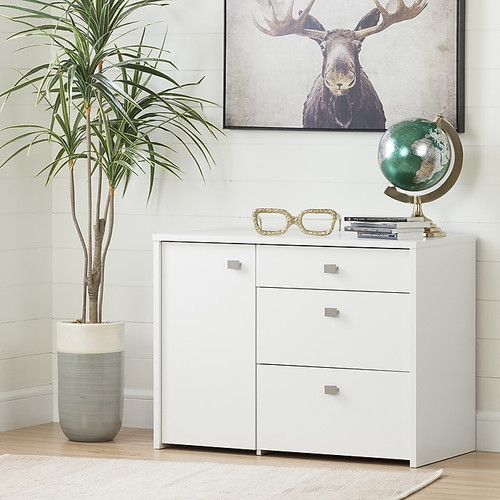 South Shore Interface Lateral Storage Unit with File Drawer, Pure White (10538)