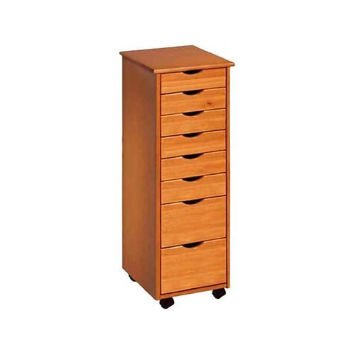 Adeptus 40.28" Solid Pine Roll Cart with 8 Drawers, Medium Pine (76154)