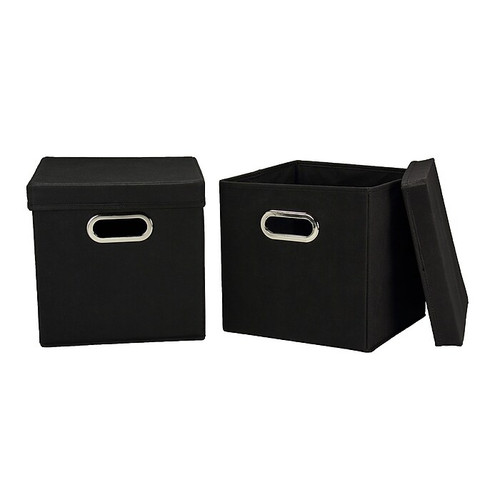Household Essentials Storage Cubes with Lids, Black (34-1)
