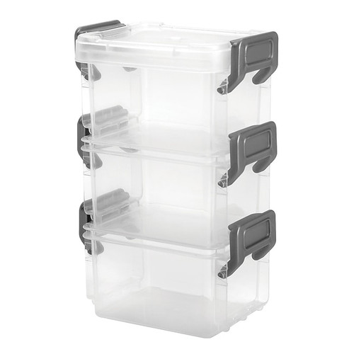 Iris Small Stackable 0.147 Qt. Snap Lid Storage Box, Clear, 12/Carton (301633)