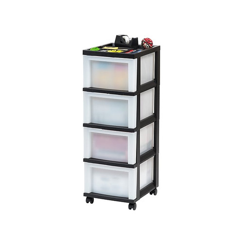 Iris 4-Drawer Storage Cart, Black/Clear (585002)