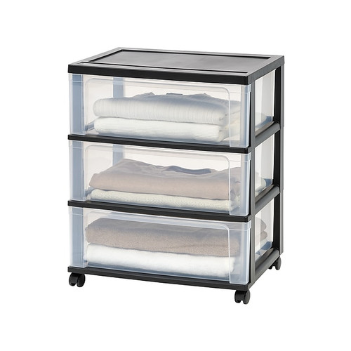 Iris 3-Drawer Wide Chest, Black/Clear (110312)