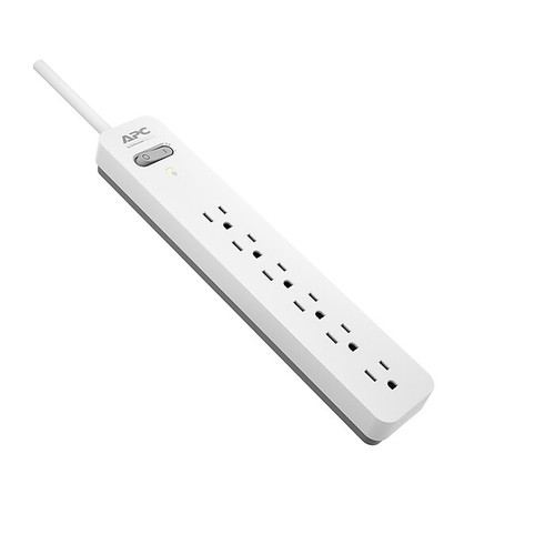APC Essential Surge Protector 6 Outlet Surge Protector, 6' Cord, White/Grey (PE66WG)