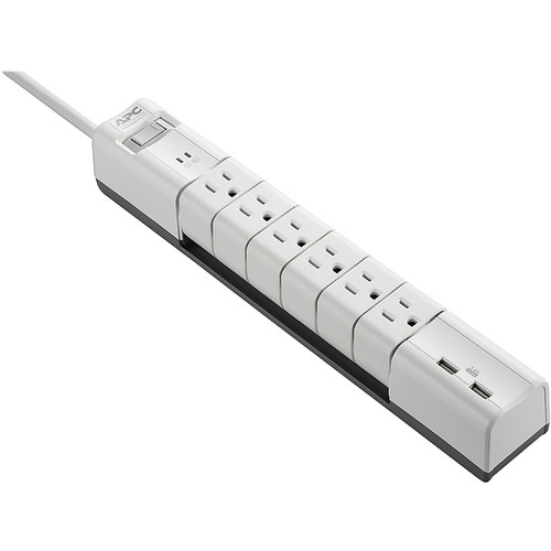 APC SurgeArrest Essential 6-Outlet plus USB Surge Protector, 6' Cord, 1080 Joules (PE6RU3W)