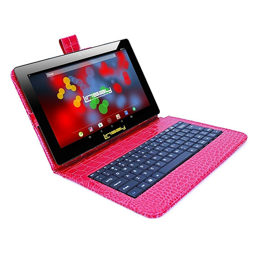 LINSAY F10 Series 10.1" Tablet, WiFi, 2GB RAM, 64GB , Android 13, Black w/Red Crocodile Keyboard (F10XIPSBKCOREDW)