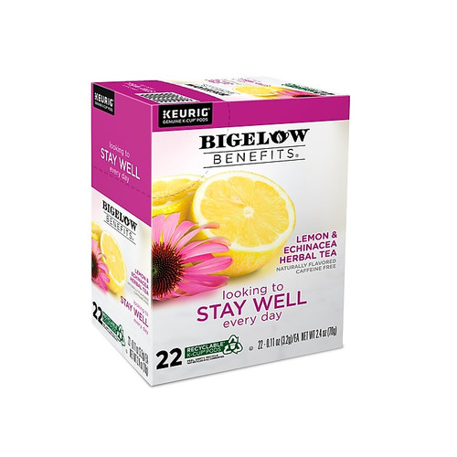 Bigelow Benefits Stay Well Lemon and Echinacea Herbal Tea Pods, 22/Pack (5000359645)