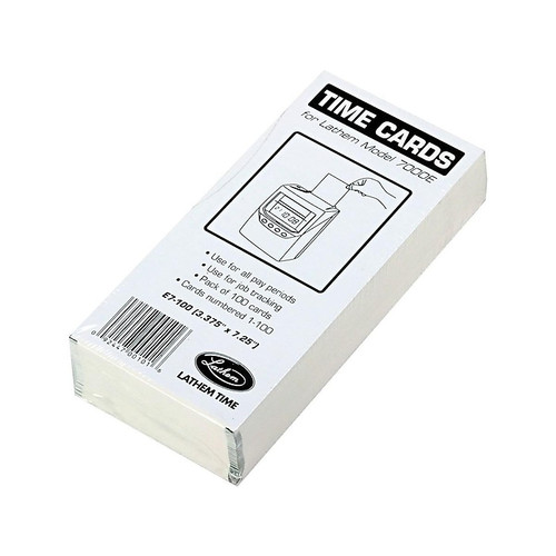 Lathem Time Cards for 7000E and 7500E Time Clocks, 100/Pack (E79-100)