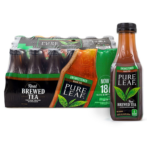 Lipton Pure Leaf Unsweetened Iced Black Tea, 18-Pack/16.9 oz (220-02027)