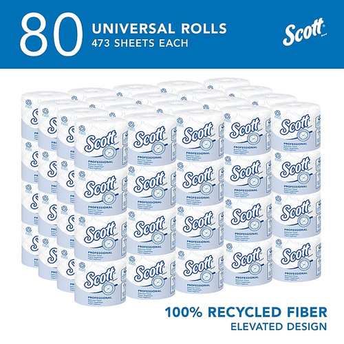 Scott Essential Recycled Toilet Paper, 2-ply, White, 473 Sheets/Roll, 80 Rolls/Case (13217_1)