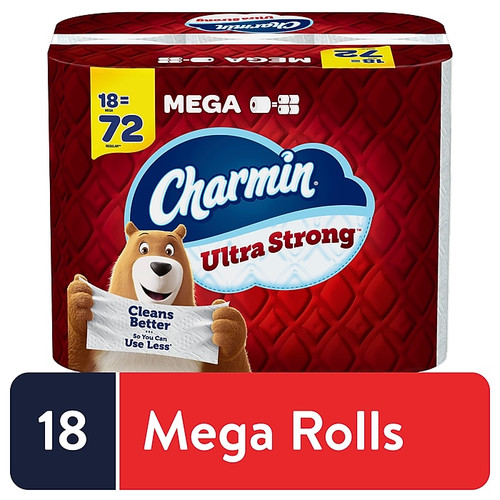 Charmin Ultra Strong Mega Toilet Paper, 2-ply, White, 242 Sheets/Roll, 18 Rolls/Pack (01560/52084)