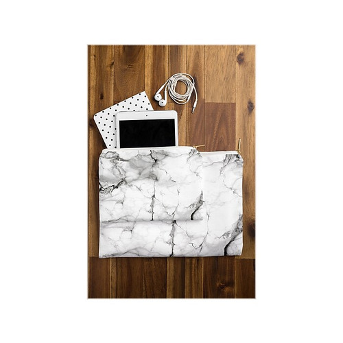 DENY Designs Marble Polyester Pouch, White/Gray, 6" (59510-wpofsm)