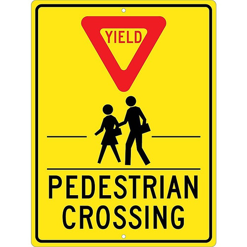 National Marker Reflective "Yield - Pedestrian Crosswalk" Pedestrian Sign, 24" x 18", Aluminum (TM170K)