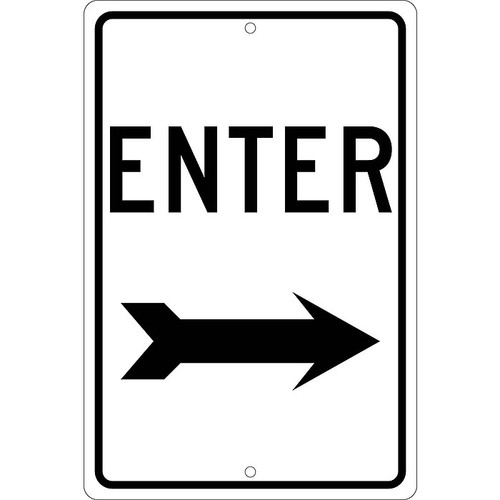 National Marker Reflective "Enter Right" Regulatory Traffic Sign, 18" x 12", Aluminum (TM78K)