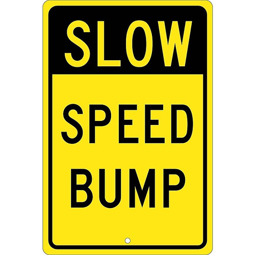 National Marker Reflective "Slow Speed Bump" Warning Traffic Control Sign, 18" x 12", Aluminum (TM157K)
