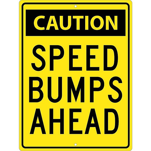 National Marker Reflective "Caution Speed Bumps Ahead" Warning Traffic Control Sign, 24" x 18", Aluminum (TM160K)