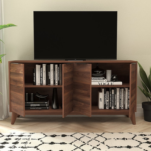 Flash Furniture Hatfield Wood TV Stand, Dark Walnut, Screens up to 64" (EM0372WAL)