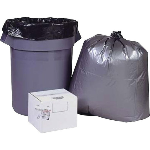 Berry Global Platinum Plus 56 Gallon Industrial Trash Bag, 43" x 48", Low Density, 1.55 mil, Gray, 50 Bags/Box (PLA4770)