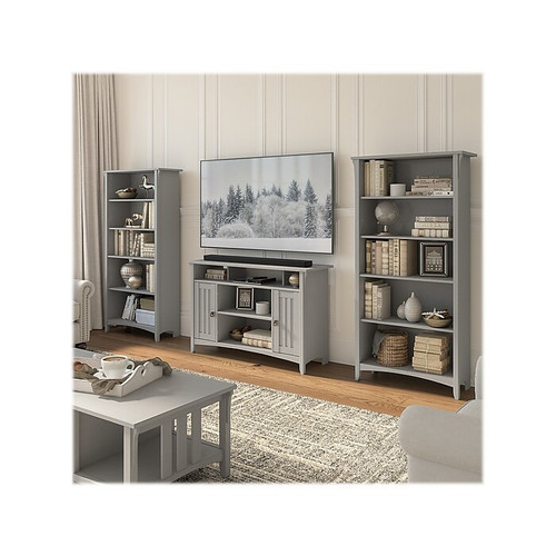 Bush Furniture Salinas Tall TV Stand with 5-Shelf Bookcases, Screens up to 55", Cape Cod Gray (SAL060CG)