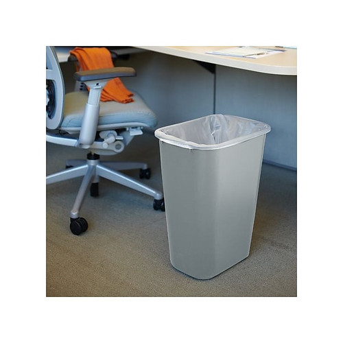 Rubbermaid Indoor Trash Can w/ No Lid, Gray Plastic, 10.25 Gal. (FG295700GRAY)