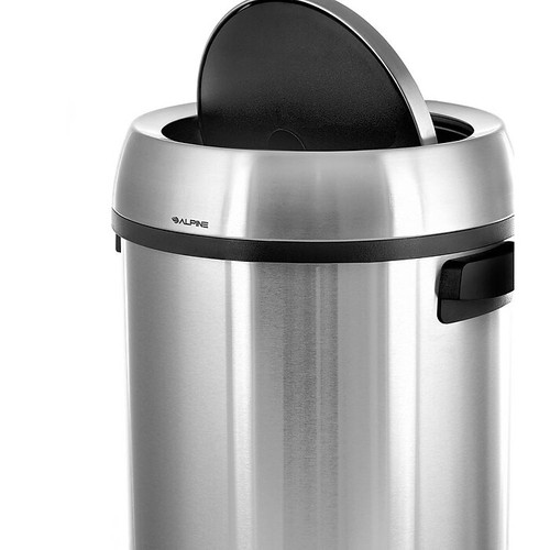 Alpine Industries Commercial Trash Can with Swing Lid, Stainless Steel, 17 Gallon (470-65L-1)