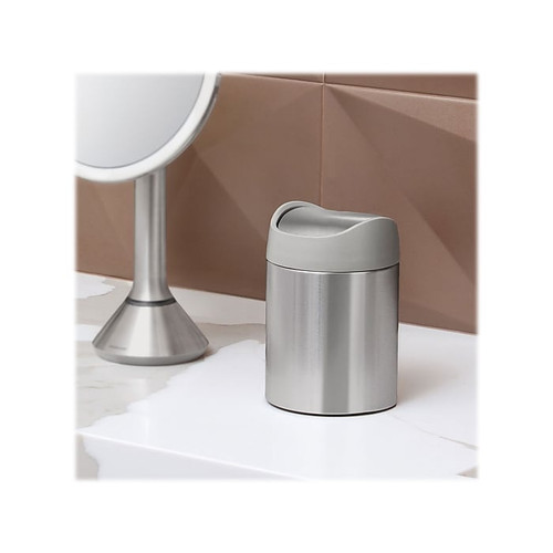 simplehuman Mini Swing Lid Trash Can, Brushed Stainless Steel, 0.4 Gal., 6/CT (CW2084)