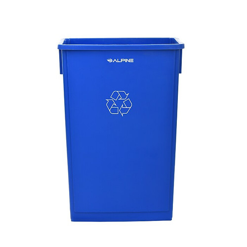 Alpine Industries Commercial Indoor Recycling Bin Trash Can, 23 Gallon, Blue,  3/Pack (477-BLU-3PK)