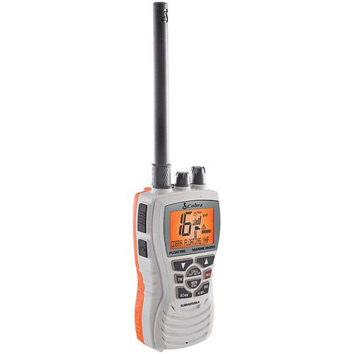 Cobra MR HH350 W FLT Marine 6W Handheld Floating VHF Radio, White (SCBRHH350WFLT)